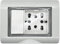 Scatola da esterno da parete, 3 moduli, con presa multistandard schuko 10A 16A e modulo 4 in 1, interruttore, deviatore, invertitore e pulsante, IP55 per esterno, idrobox, con sportello trasparente