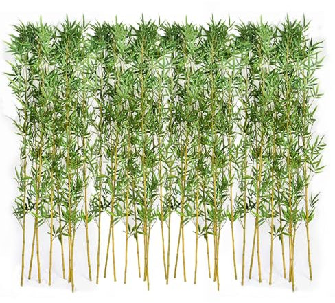 Outdoors Artificial Fake Bamboo Tree DIY Decor Screen Indoor Room Landscaping Plastic Planters Privacy Wall Divider Fencing Fake Bamboo Silk Faux Tree With Leaves For Aquarium Restaurant Home Office(1