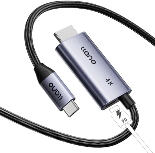llano USB Type C to HDMI Cable 4K@60Hz 100W PD Charger suppport 1080P@240/144Hz/120Hz, HDR/Dolby Atmos Compatible with iPhone MacBook Mini iPad Galaxy with USB C port, ect (2M)