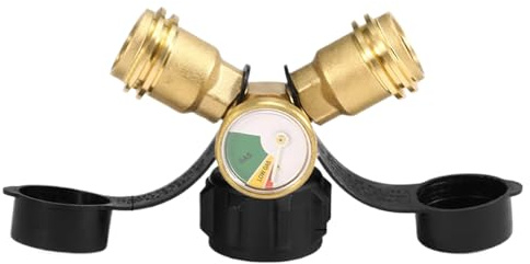 Rrlihjgu Y Splitter for Propane | Gas Bottle Y Adapter with Taps | Brass Stop Valve Waterproof Portable Stove Accessories for Indoor Outdoor and Camping