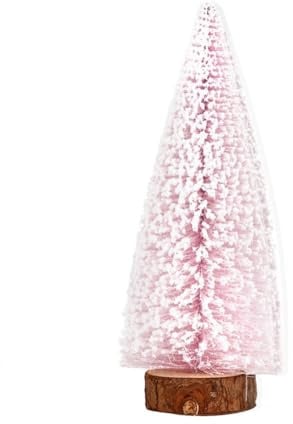 Hrlace künstlicher Weihnachtsbaum Klein Tannenbaum Miniatur Tanne Künstlicher-Schnee-Weihnachtsbaum mit Holzsockel für Weihnachten Party Deko Tischdeko Raumdekoration Schaufenster 15cm rosa 2 Stück