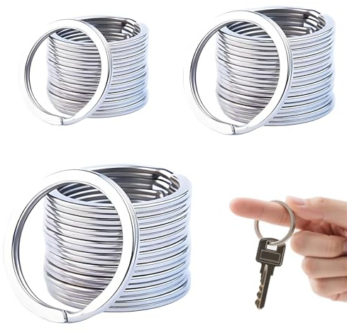 Lot de 30 anneaux porte-clés, 3 tailles (30 mm, 25 mm, 20 mm), anneaux plats, 30 mm, en acier inoxydable, pour le bricolage, les clés de voiture, l'artisanat