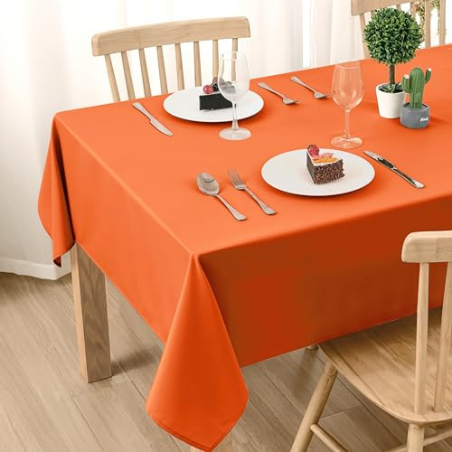 DWCN Orange Tischdecke Outdoor Wetterfest 90x90cm Fleckschutz Abwaschbar | Wasserabweisend Tischwäsche Abwischbare Wasserdicht Tischtuch für Esszimmer, Garten, Party, Hochzeiten oder Haushalt