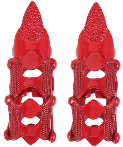 ROMISBABA 2 Stück Teiliges Gothic Punk Vollfinger Gelenkring aus Langlebiger Legierung Vintage Stil Roter Skull Ring für Halloween Party Cosplay und Rocker Accessoire