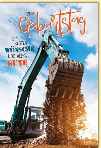 Skorpion Geburtstagskarte Bagger mit Spruch Die besten Wünsche und alles Gute originelle Glückwunschkarte zum Geburtstag für Männer Kinder Bauarbeiter - mit Umschlag