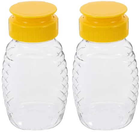 STOBAZA Pot à Miel Rechargeable 2 Pièces 108ml en Plastique Bouchon | Pot pour Miel, Distributeur à Pression, Contrôle Précis, Rechargeable, Facile à Nettoyer
