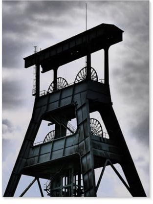 Alter Förderturm im Ruhrgebiet, schwarz-weiß，Puzzles 1000 Teile für Erwachsene, Klassische Puzzle Kinder Puzzle Herausfordernde Und Schwierige Rätsel für Erwachsene Und Jugendliche（38x26cm）-D90