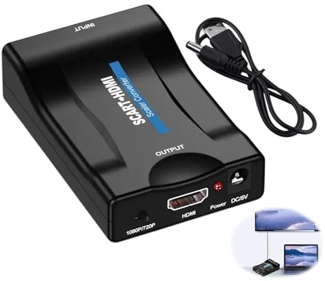 HstiaLving Adaptateur convertisseur péritel HDMI, Convertisseur Peritel vers HDMI pour HDTV STB VHS Xbox PS3 Sky DVD Blu-Ray etc Plug and Play