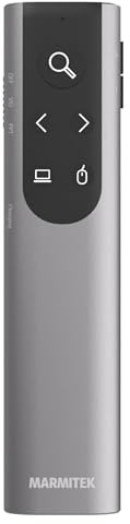 Marmitek WPR 400A - Präsentationsklicker mit digitalem Pointer Air Mouse | Wireless Presenter mit Zoom- und Markierfunktion, USB-C/USB-A Empfänger, PowerPoint Clicker, 100 m Reichweite, Windows/Mac