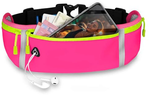 ONEFLOW Active Pro Laufgürtel für Telekom T Phone 3 Pro Lauftasche mit 3 Fächern, Atmungsaktiv, Sport Handytasche zum Joggen, Handy Bauchtasche Wasserdicht, Running Belt, Hot Pink