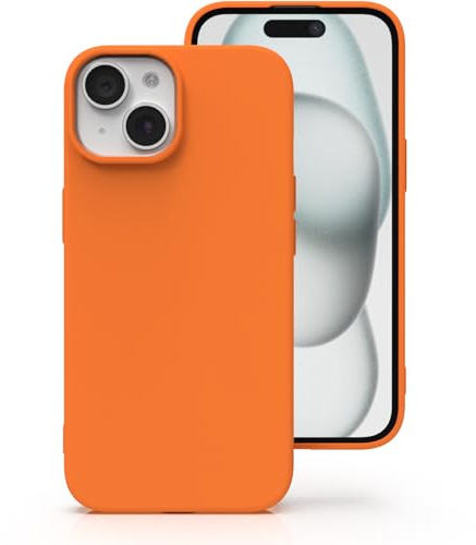 Zuvirelx Silicone Case for iPhone 15 - Orange | Thin, Non-Slip, Soft Grip, Minimalist, Shockproof, Pocket-Friendly