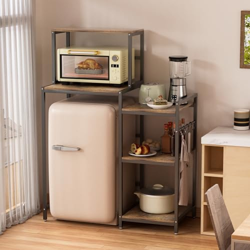 Worparsen Mini étagère de rangement de cuisine avec 5 étagères en acier au carbone pour four à micro-ondes pour dortoir et bureau