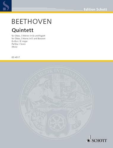 Quintett Es-Dur: Oboe, 3 Hörner in Es und Fagott. Partitur. (Edition Schott)