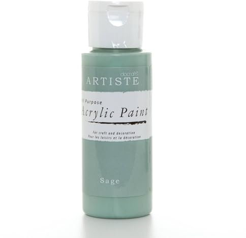 Artiste Acrylic Paint 59ml 2Oz Sage, Quick-Drying Professional Art, Craft and Hobby Artists Paint, Vibrant Colour, Water-Based Paints Cover All Surfaces with Ease, Ideal for Travel Artists