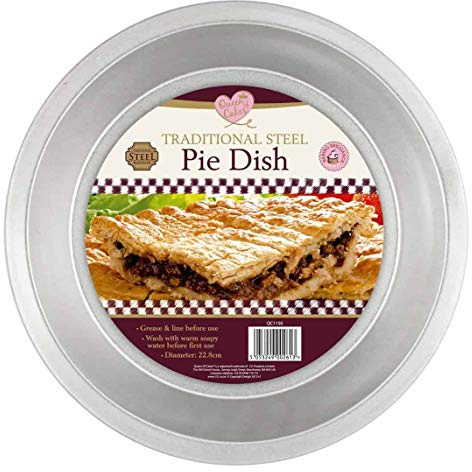 Queen of Cakes Pie Dish Traditional Steel Bakeware 8.5 Inches, Silver, QC1150
