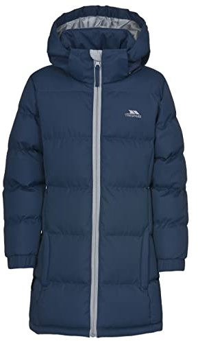 Trespass Mädchen Tiffy Warme Gepolsterte Wasserdichte Winter regen Jacke Mit Abnehmbarer Kapuze, Blau - Navy Tone, Gr. Size 11/12 (Herstellergröße: Size 11/12) EU