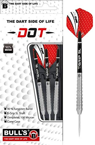 Dot Steel Dart, unterschiedliche Griffzonen und Einkerbungen machen dieses Premium Dartset aus 90 % Tungsten (Wolfram) individuell, ideal um Ihren Wurfstil zu finden und zu optimieren.