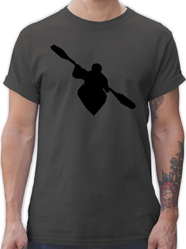 T-Shirt Herren - Wassersport - Kajak - L - Dunkelgrau - Schwimmer kanu Tshirt schwimmmotiv Kayak Shirt Schwimmen Rudern Shirts männer schwimm t-Shirts schwimmsport t sprüche für Spruch Mann