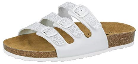 Lico Damen Bioline Flower Pantoletten, Weiß Silber, 40 EU