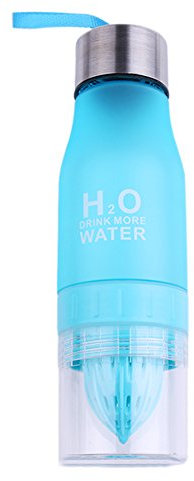 650 ml--H2O Wasser Flasche Tragbar Gesundheit Saft Frosted Lemon Cup,Ei Squeezer Cup(In 4 Farben) (Blau)