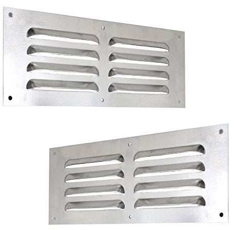 White Hinge 2X Aluminium Louvre Air Vents - 9 X 3 - Silver Grille Cover Metal Ventilation Plates