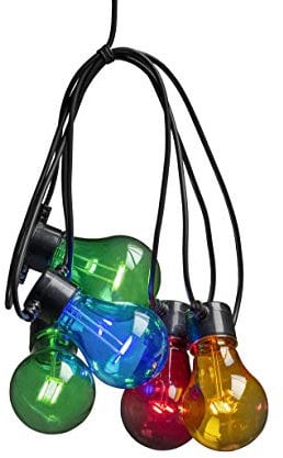 Konstsmide LED Biergartenketten System Erweiterung Lichterkette, 10 bunte Birnen / 80 warm weiße Dioden, Außen (IP44), schwarzes Kabel - 2397-500