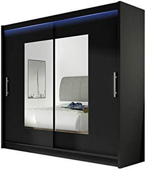 Mirjan24 Penderie avec Miroir London VII, Placard à Portes coulissantes Moderne 180 x 215 x 57 cm