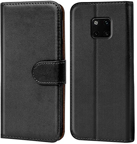 Verco Mate 20 Pro Hülle, Handyhülle für Huawei Mate 20 Pro Tasche PU Leder Flip Case Brieftasche - Schwarz