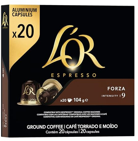 L'Or Espresso Café Forza Intensité 9 Capsules en Aluminium Compatibles avec les Machines Nespresso