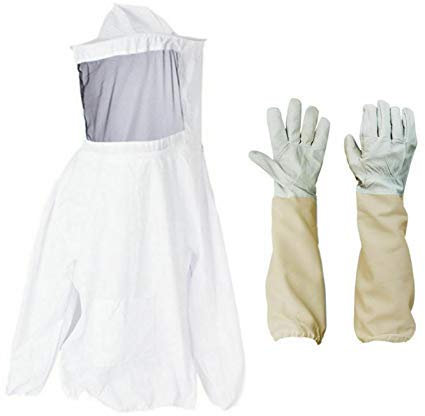 Tokenhigh Imker-Schutzanzug, Imker-Schutzanzug, Imker-Jacke, Hut, Schleier, Handschuhe, Jacke, Faltbarer Zaun, Schleier, Overall, Bienenschutzanzug, Kittel