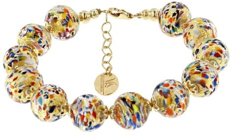 Venetiaurum - Pulsera para Mujer con Perlas de 12 mm en Cristal de Murano Original y Plata 925 - Joya Made in Italy certificada