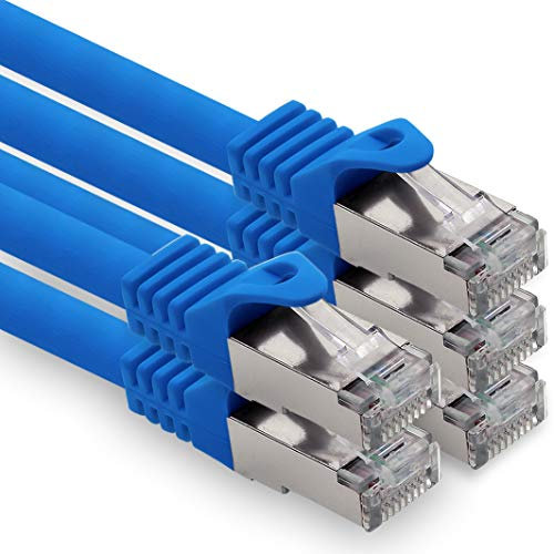 0,25m - blau - 5 Stück CAT.7 Computer Ethernet Kabel Netzwerkkabel (Rohkabel) Patchkabel S-FTP LSZH PIMF 10GB s RJ45 Stecker Cat6a