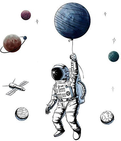 GOODGDN Wandtattoo,3D Astronaut Wandsticker als Wanddekoration für Schlafzimmer Wohnzimmer Kinderzimmer, Kunst DIY Wohnkultur Wandaufkleber Wandbilder Aufkleber Abziehbar Selbstklebend