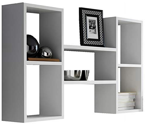 MATKAM Polon Wandregal in moderner Optik |B/H/T 92 x 65 x 21 cm | Holzstärke 18 mm | In verschiedenen Ausführungen erhältlich | Max. (Weiß)