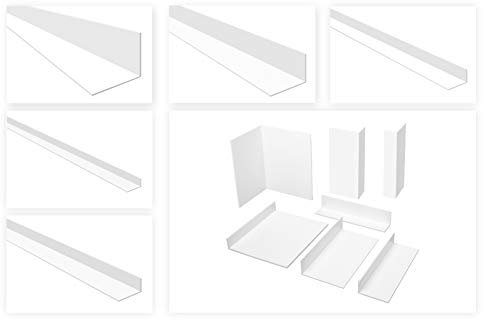 HEXIM Winkelprofile ungleichschenklig weiß - PVC Kunststoffwinkel, Auswahl Maße & Stärke - (HJ 342, 160x80 mm) Fenster Abdeckleisten L-Profil Eckleiste