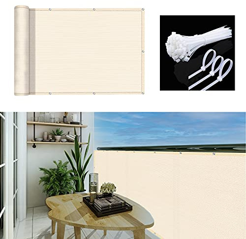 GardenLux Balkon-Sichtschutz, Zaunabdeckung, UV-Schutz, wetterfest, robust, für Terrasse, Hinterhof, Beige