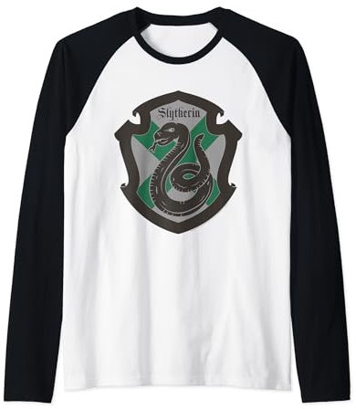 Harry Potter Slytherin Crest Flat Maglia con Maniche Raglan