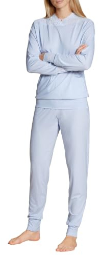 CALIDA Elegant Dreams Bündchen-Pyjama Damen | Schlafanzug mit Bündchen, seidig weich, elastisch und anschmiegsam mit Spitze