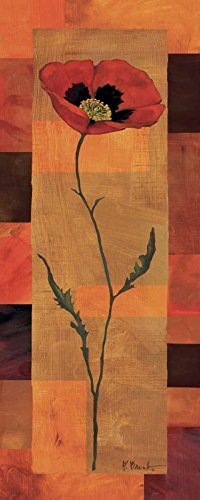 Feeling at home KUNSTDRUCK auf MATTE PAPIER 220gr Goa Mohn Panel I Brent Paul - Blumen vertikale Poster Roter orange brauner Senf-Yello Bild auf Papier cm_70_X_28