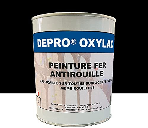 OXYLAC Peinture antirouille pour métal neuf et rouillé - 1KG (NOIR BRILLANT)