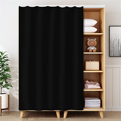 LIVEINU Schrankvorhänge für Küche, Kleiderschrank, Badezimmer, Staubdichter Vorhang für Regale, Wandpaneele, hängende Tür, Japanische Noren, Klettband Selbstklebend 80x140cm Schwarz