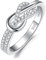 JewelryPalace Infinity Liebe Zwei Knoten Zirkonia Ring Damen, Unendlichkeit Ring Schmuck Set, Unendlichkeitszeichen Damenring Silber 925 Wickelring Frauen, Schmuck Mädchen Geschenk Freundin 59