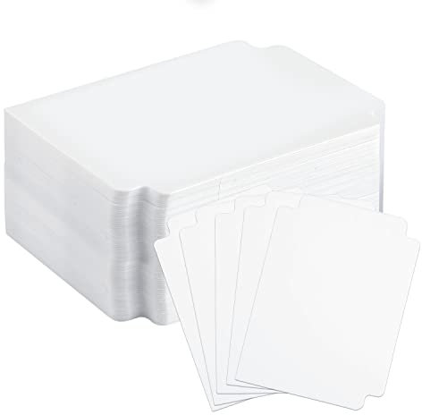 100 Stück Karton Teiler, 93 x 69 mm Trading Card Dividers Karten Sortieren mit Laschen Trennkarten Plastik Sammelkarten Organizer für Spiele Sportbedarf