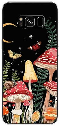 KARTXITAI Hülle Kompatibel mit Samsung Galaxy S8, Stoßfeste Schutzhülle mit Weiche Silikon Bumper Case Handyhülle Anti-Kratzt Transparent Rückseite - Pilz, Schmetterling, Mond