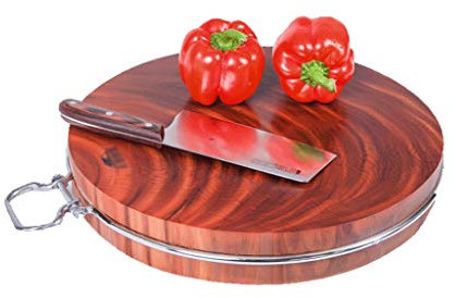 XOOPIT Planche à découper,Planche à découper de qualité trésor Authentique Bois de Fer 5 cm en Bois Massif Cuisine ménage Circulaire Planche à découper en Bois pour Viande et légumes à découper