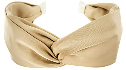 axy Breiter Haarreif mit raffinierten Knoten - Satin bezogen - Damen Haarreifen Stirnband Haarschmuck HRD3 (Beige)