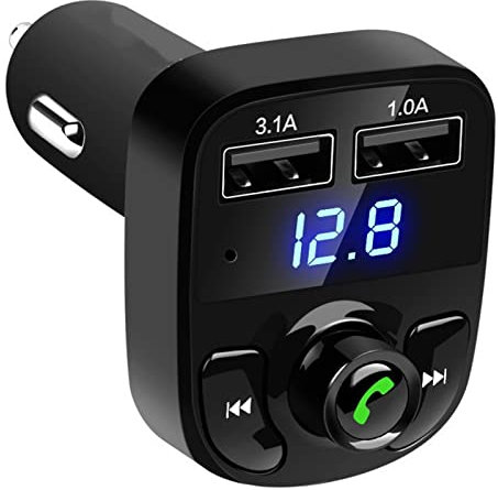 Transmisor FM Bluetooth para Automóvil, Cargador de Automóvil con Transmisor de Radio 12-24V para Automóvil