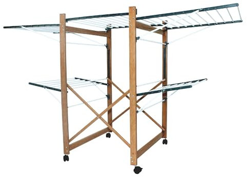 Séchoir à linge étendoir multifonction 32M USHUAIA MAX Couleur bois grande capacité
