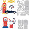 BENECREAT 2 Stück Auto Muster Kohlenstoffstahl Stanzformen Schablonen, 2 Stile Tankstelle Stanzformen Dekoration Für DIY Scrapbooking, Fotoalbum, Prägepapierkarte