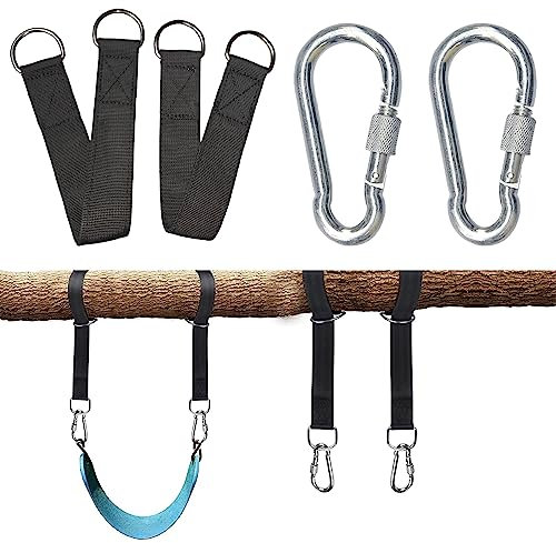 Hängematten Befestigung,Schaukel Befestigung,Swing Hanging Kit,Karabinerhaken Schaukel Befestigung,Schaukel Aufhängung Befestigung Nylon Hanging Gurt mit 2 Schwerlast Karabinern und D-Ringen